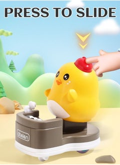 GROIC 2 Pieces Toys Car Baby Toddler Pull Back Toy Cars Push and Go DJ Duck Chick Press Friction Powered Vehicles for Boys Girls Kids Children Gift  - Image 2