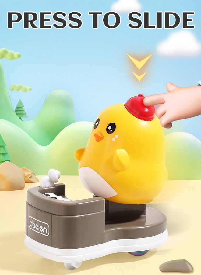 GROIC 2 Pieces Toys Car Baby Toddler Pull Back Toy Cars Push and Go DJ Duck Chick Press Friction Powered Vehicles for Boys Girls Kids Children Gift - Image 2