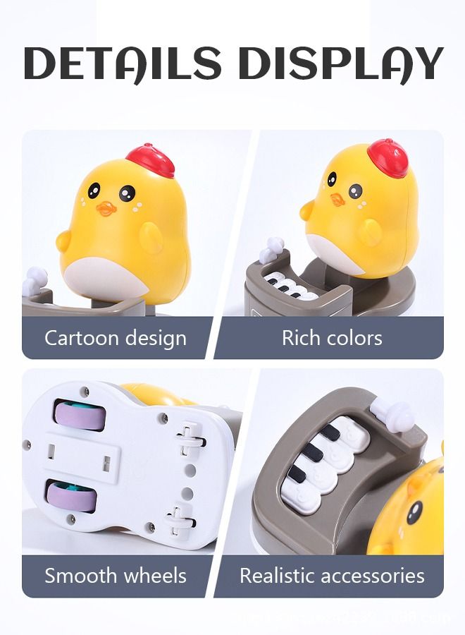 GROIC 2 Pieces Toys Car Baby Toddler Pull Back Toy Cars Push and Go DJ Duck Chick Press Friction Powered Vehicles for Boys Girls Kids Children Gift - Image 3