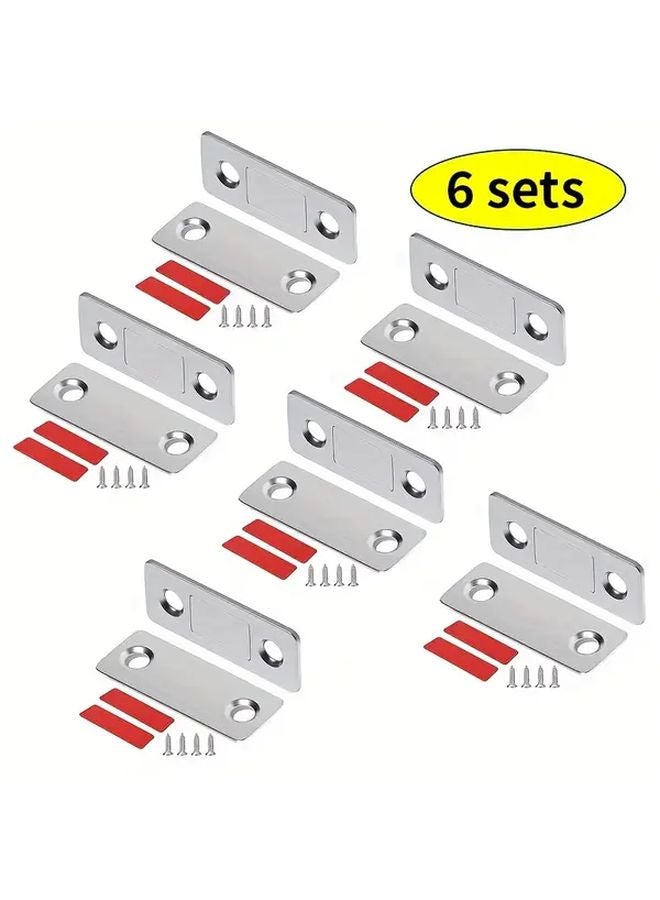 6 Sets Heavy Duty Magnetic Cabinet Door Closers Adjustable Anti Slam Safety Wardrobes Drawers Sliding Doors - Image 1