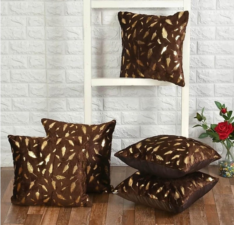 A CUBE LUXURY SOLUTIONS A Cube Luxury Solutions Flower Design Velvet Pillows Covers for Couch Bed Sofa Soild Soft Cushion Case 24x24 Inches Pack of 5  - Image 1