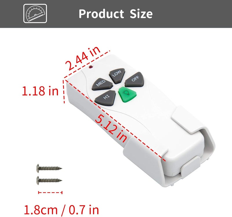 CENMING Ceiling Fan Remote Control Replacement for Harbor Breeze Hampton Bay,303.9MHz 3-Speed Light Dimmer for FAN-11T L3HFAN11T 35T1 CHQ8BT7030T UC7030T CHQ7030T 2AAZPFAN53T FAN-53T(Remote Only) - Image 5