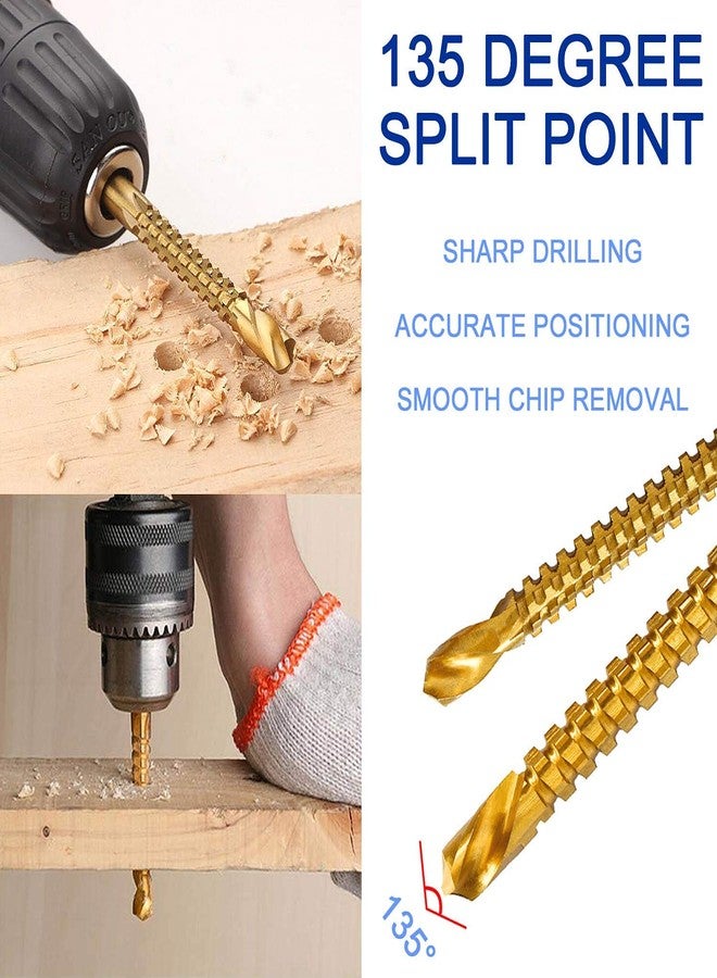 BAOER Titanium Coated HSS Twist Drill Bits - 6pcs 3-8mm Serrated Grooving Cutting Carpenter Side Cutting Tap Spiral Saw Drill Bit Woodworking Wood Metal Plastic Hole Holesaw Tool (6) - Image 4