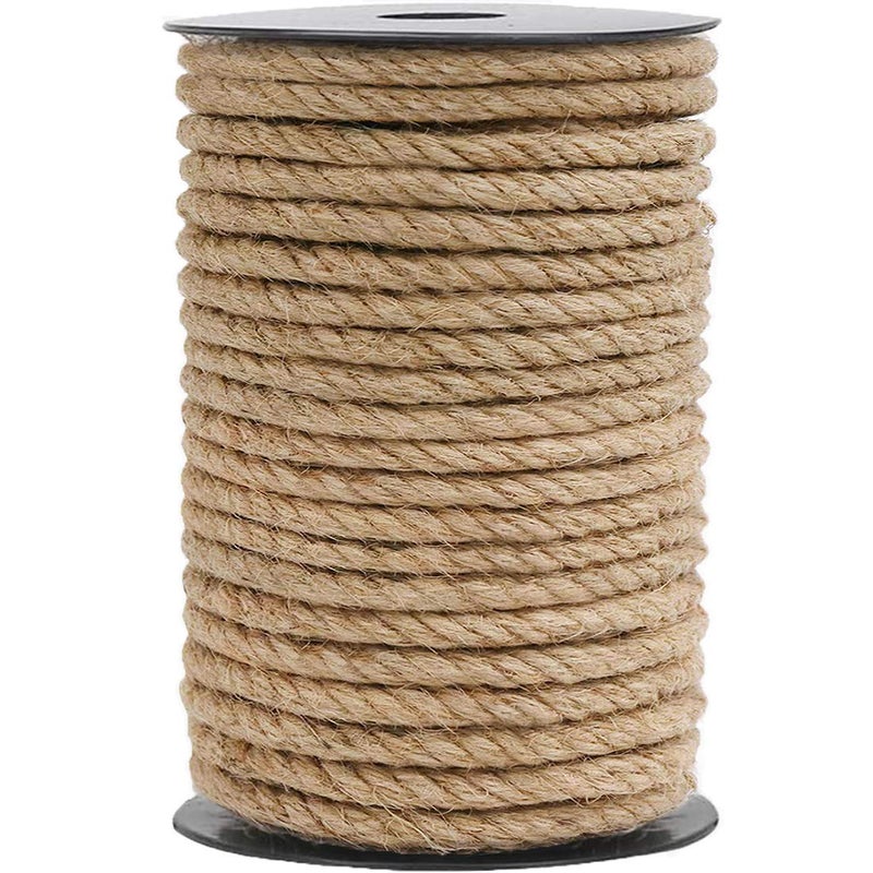 HOMYHOME Jute Rope Natural Jute Twine 10 mm Rope Cord Craft for Packaging Arts,Crafts Decoration Bundling Gardening Cat Tree 33 Feet - Image 1