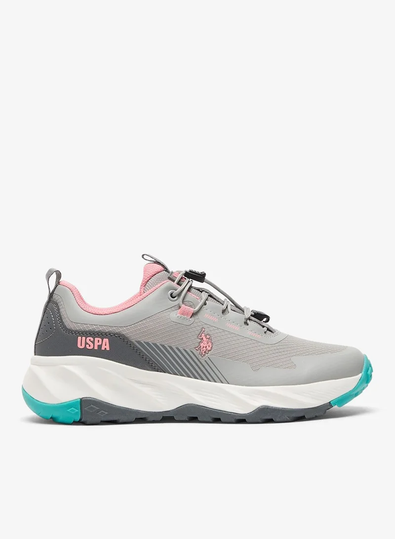 Women's Grey Low-Top Sneakers - Trendy Lace-Up Design, Used For Trekking, Running