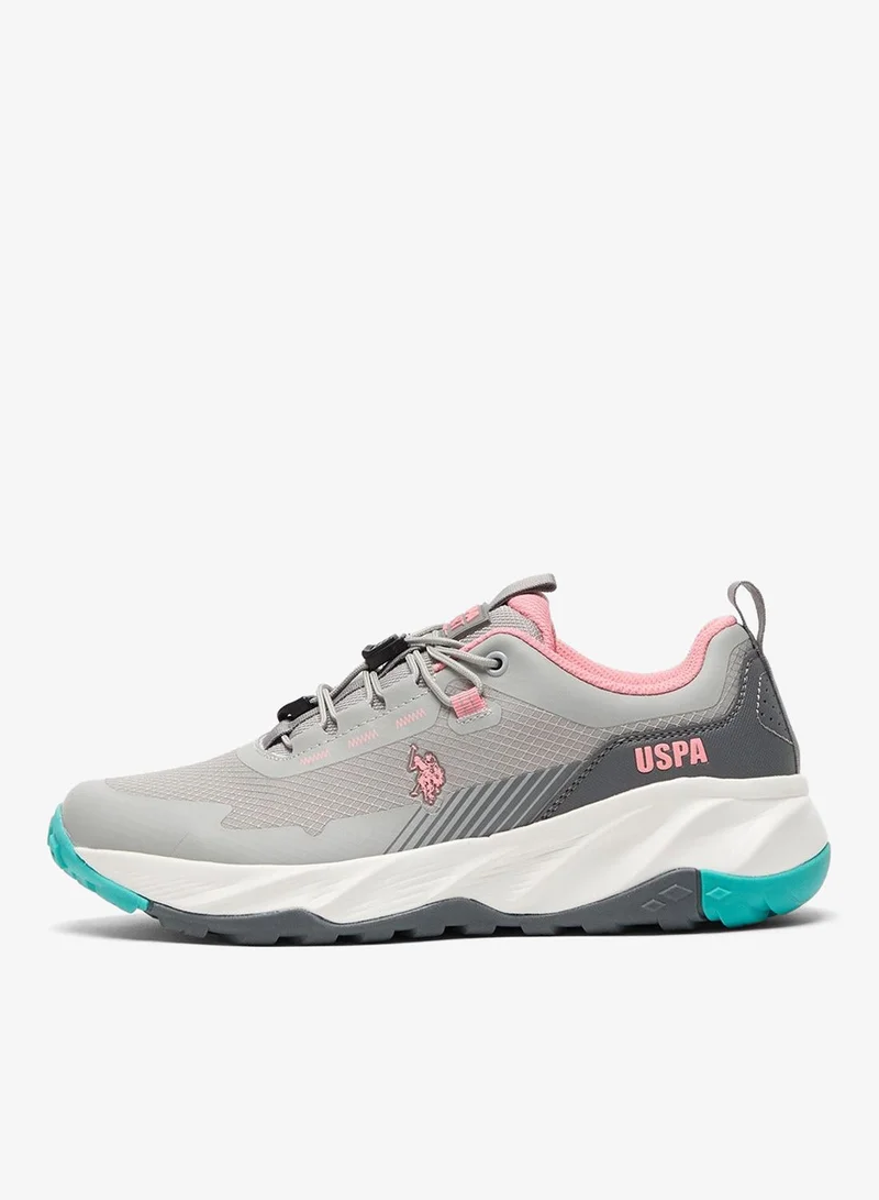 U.S. Polo Assn. Grey/Pink Women's Grey Low-Top Sneakers - Trendy Lace-Up Design Shoes, Used For Trekking, Running for Women | Best Price UAE
