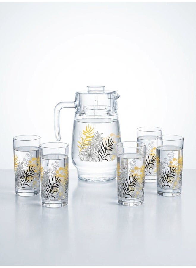 Luminarc Palm Springs 7 Piece Drink Set includes 1.8L Jug, 6 x 270ml Lancier Glass Tumblers, Made of Annealed High Quality & Durable Glass - Image 1