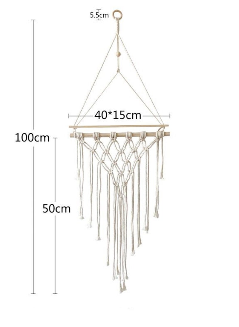 MIXDE Bohemian Wood Shelf Hanging Floating Shelves Storage Organizer with Woven Rope for Home Decoration  - Image 5