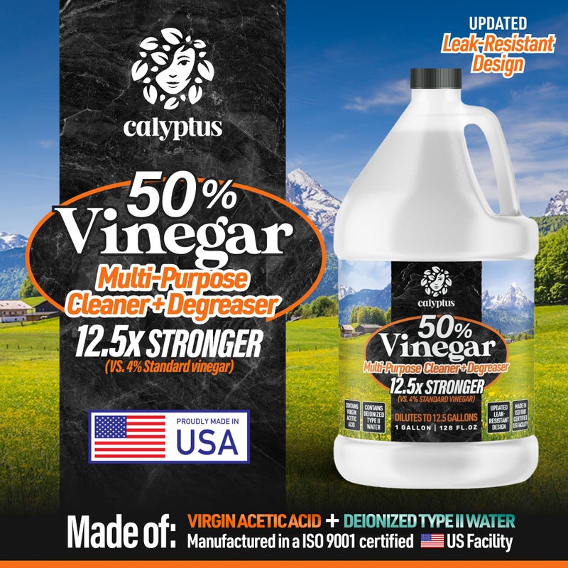 Calyptus 50% Pure Super Concentrated Vinegar | Dilutes to 12.5 Gallons | 12.5x Power Concentrate Vinegar | 1 Gallon - Image 2