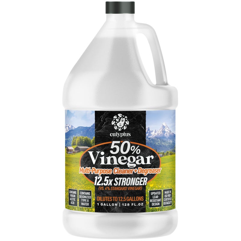 Calyptus 50% Pure Super Concentrated Vinegar | Dilutes to 12.5 Gallons | 12.5x Power Concentrate Vinegar | 1 Gallon - Image 1
