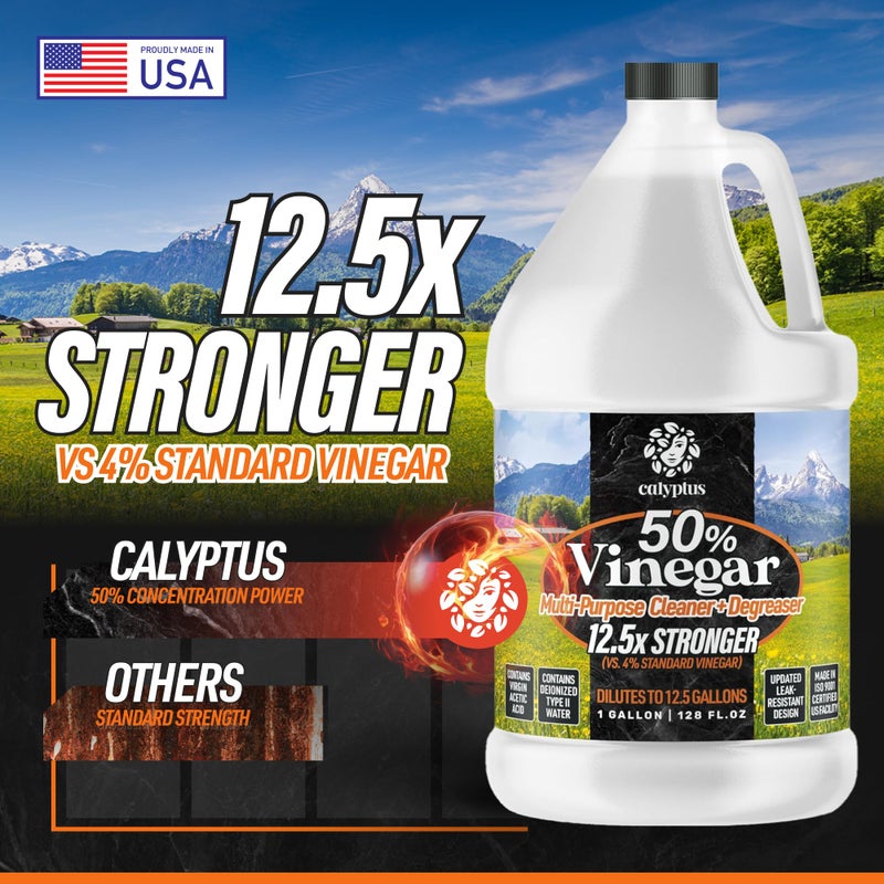Calyptus 50% Pure Super Concentrated Vinegar | Dilutes to 12.5 Gallons | 12.5x Power Concentrate Vinegar | 1 Gallon - Image 3