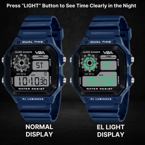 V2A Resin Digital Men Watch (Black Dial Blue Colored Strap), Black Band - Image 5