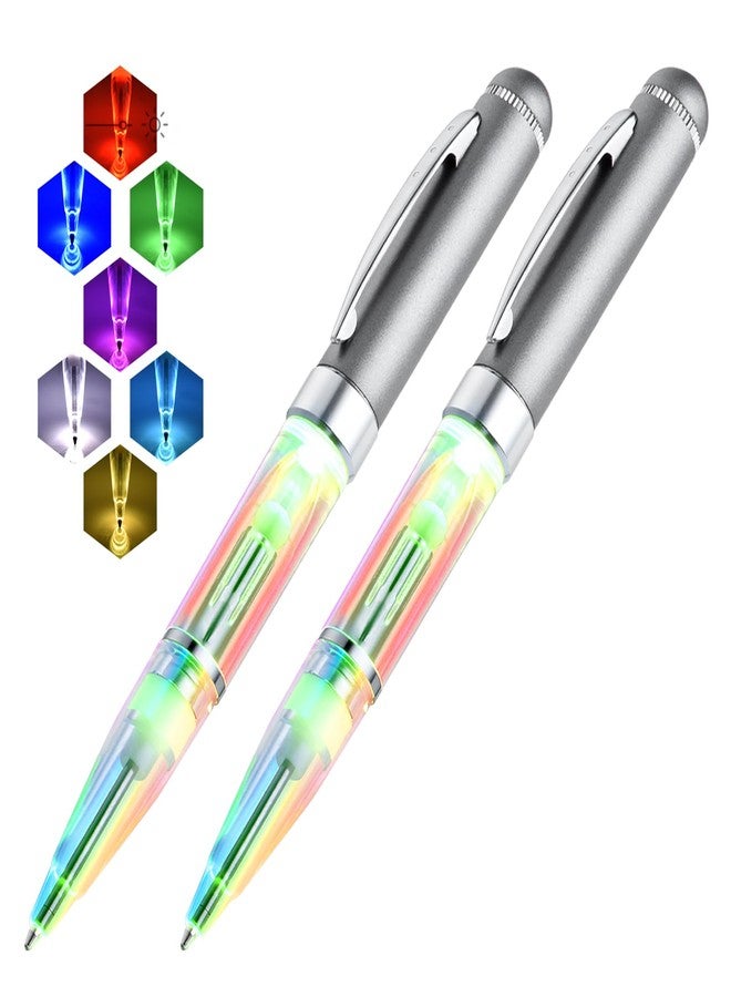 Penyeah 7 Colors in 1 Pen with Light for Writing in the Dark, Multi-Color Changing Led Light Up Pen for Adults and Kids Unique Gift Writing Ballpoint Pens - 2 PK - Image 1