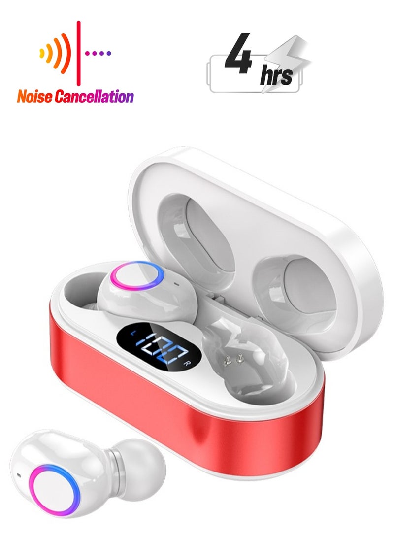 FlashHawk F12 Wireless Bluetooth In-Ear Earphone with Charging Case White Red  - Image 1