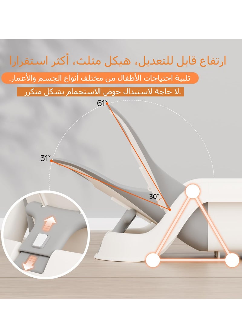 Baby Bathtub, Angle Adjustable Bath Tub with Real-Time Thermometer,  5-in-1 Reclining Bathtub for Infants, Portable Newborn Travel Bath tub, Height Adjustable - Image 2