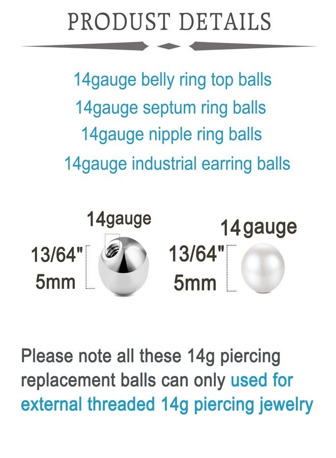 QWALIT 14g Belly Button Nipple Rings Replacement Balls 5mm Externally Threaded Surgical Steel Plastic Balls Arrow for Industrial Barbell Navel Tongue Piercing Parts 5mm - Image 3