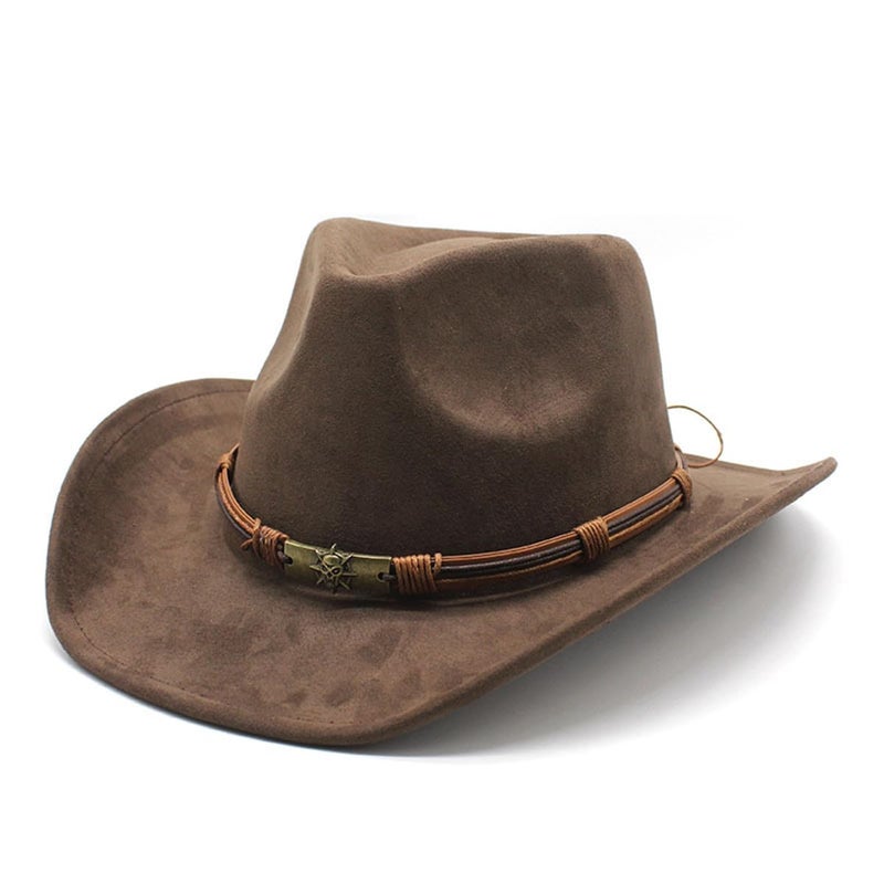 LIDHAY Cowboy Hat for Women and Men Western Cowgirl Hats Suede Cowboy Hat,Adjustable Sweatbandâ€“for Rodeo, Farming,Traveling,Outdoor Work 192 Brown - Image 1