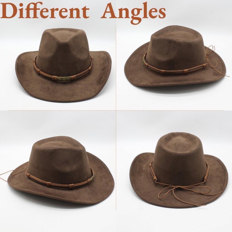 LIDHAY Cowboy Hat for Women and Men Western Cowgirl Hats Suede Cowboy Hat,Adjustable Sweatbandâ€“for Rodeo, Farming,Traveling,Outdoor Work 192 Brown - Image 5