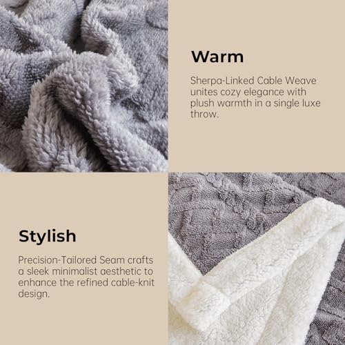 PAJEO Sherpa Blanket for Bed - Fleece Soft Cozy Fuzzy Blankets Thick Warm for Winter and All Seasons(Dark Gray,Full(80"x90")) - Image 5