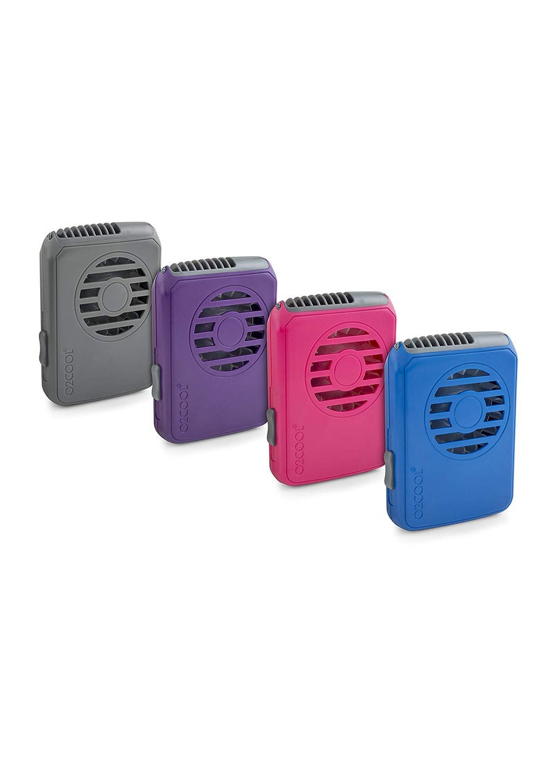 O2COOL O2COOL Deluxe Personal Necklace Fan  Hands Free Battery Operated Wearable Mini Cooling Device for Beach Sporting Events Camping 2 Pack Random Colors 