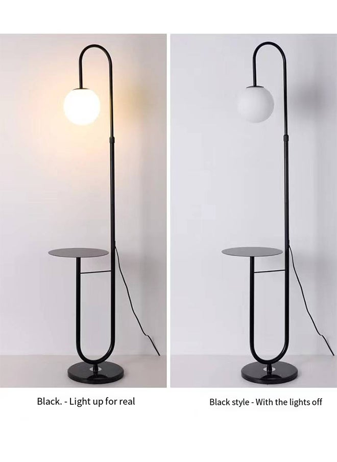 Glanfen - Nordic Modern Iron Atmosphere Standing Floor Lamp With Shelf Glass Lampshade With Coffee Tray - Image 1