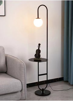 Nordic Modern Iron Atmosphere Standing Floor Lamp With Shelf Glass Lampshade With Coffee Tray