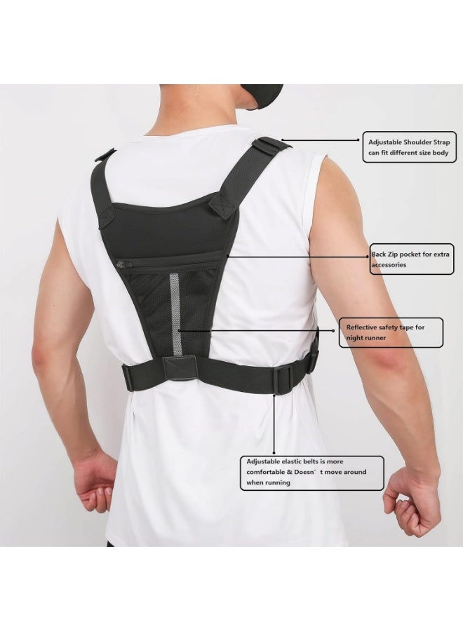 Muserise Sports Chest Bag For Men Women, Water Resistant Lightweight Front Chest Pack, Running Vest Bag With Built-In Phone Holder & Extra Storage For Workouts, Running, Cycling (Olive) - Image 2