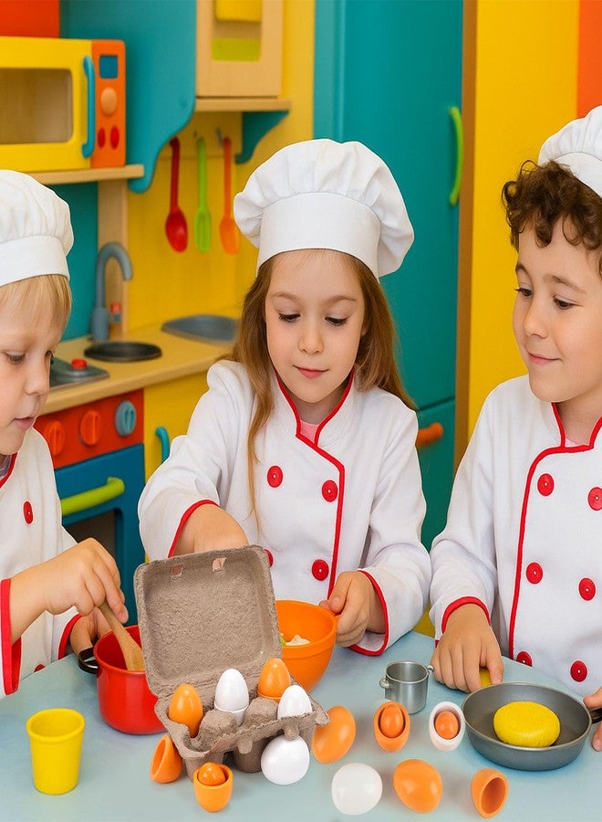 HANSGO Play Food Sets for Kids Kitchen, 6PCS Wooden Toy Food Pretend Play Egg Games for Children Cooking DIY Early Development Learning Skills - Image 2