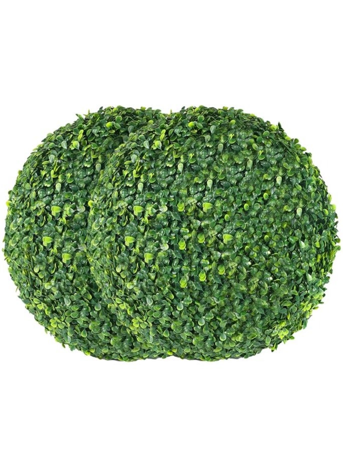 LINGWEI Set of 2 Artificial Boxwood Topiary Balls UV-Protected Faux Grass Green Balls for Home & Garden Décor Green 45x45cm - Image 1