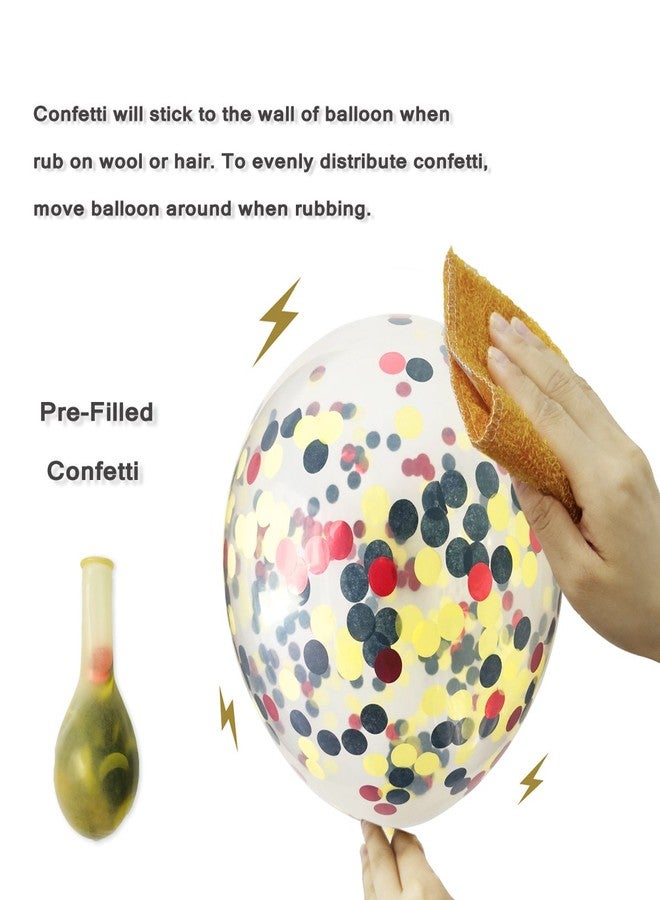 Haptda Mouse Color Balloons 40 Pack, 12 Inch Red Black Yellow Latex Balloons with Confetti Balloon for Baby Shower Birthday Party Decorations Supplies with Ribbon - Image 5