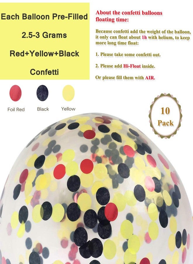 Haptda Mouse Color Balloons 40 Pack, 12 Inch Red Black Yellow Latex Balloons with Confetti Balloon for Baby Shower Birthday Party Decorations Supplies with Ribbon - Image 4