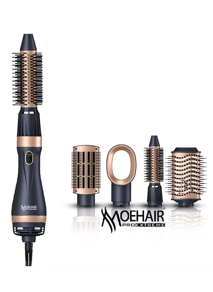 MoeHair - Professional 4 IN 1 hair dryer brush for women and girls , 1000W dries and maintains hair moisture and reduces styling time. MO-7154 brush, with an elegant design for easy use at home or as a hairdresser. Fast performance for styling fine and curly hair. - Image 1