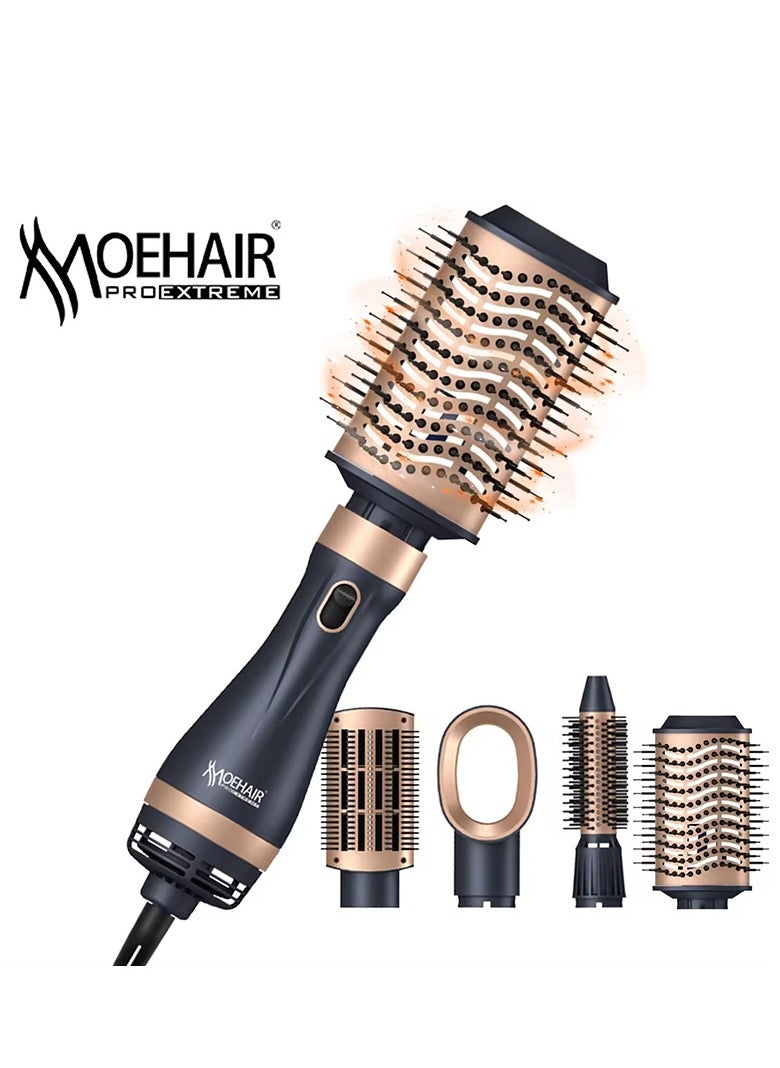 MoeHair - Professional 4 IN 1 hair dryer brush for women and girls , 1000W dries and maintains hair moisture and reduces styling time. MO-7154 brush, with an elegant design for easy use at home or as a hairdresser. Fast performance for styling fine and curly hair. - Image 1