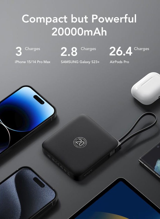VRURC Portable Charger with Built-in Cable, 10000mAh 22.5W Fast Charging USB C Battery Pack, Cell Phone Power Bank LED Display Compatible with iPhone 15 14 Galaxy S23 Google Pixel Android Tablet - Image 3