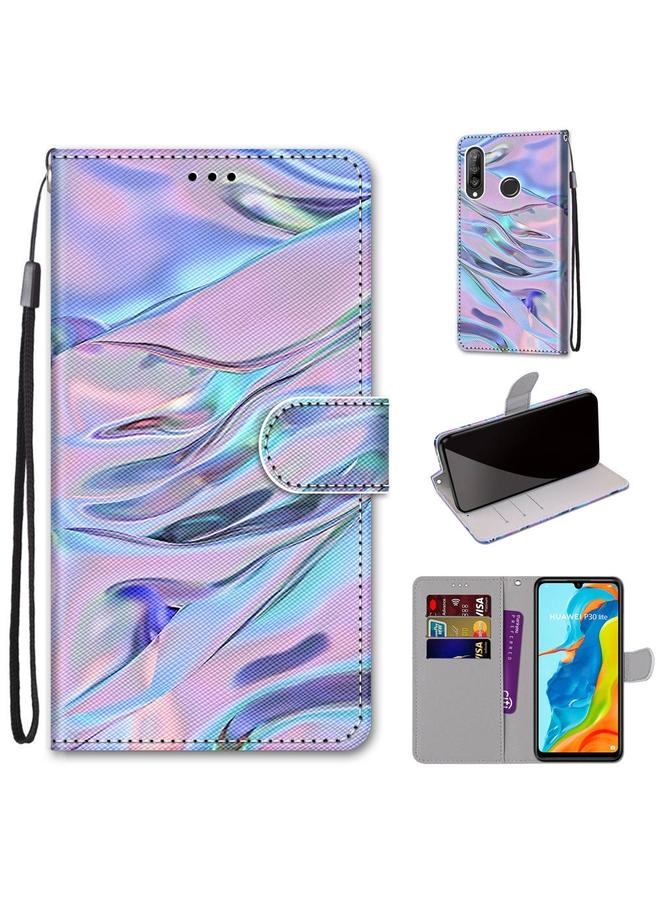 زبون جراب لهاتف Huawei P30 Lite، جراب جلدي من البولي يوريثان قابل للطي أفقيًا بتصميم متقاطع ملون مع حامل وفتحات للبطاقات ومحفظة وحبل تعليق - Image 1