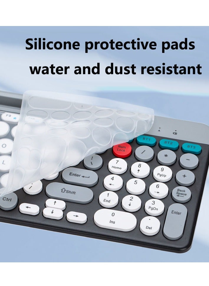 ZYG-806 Macaron dual mode wireless Bluetooth keyboard and mouse set retro punk style round key cap charging key  - Image 3