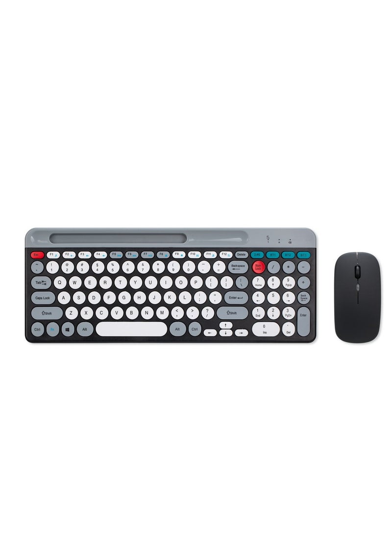 ZYG-806 Macaron dual mode wireless Bluetooth keyboard and mouse set retro punk style round key cap charging key  - Image 1