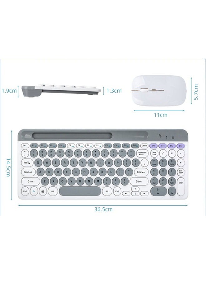 ZYG-806 Macaron dual mode wireless Bluetooth keyboard and mouse set retro punk style round key cap charging key  - Image 4