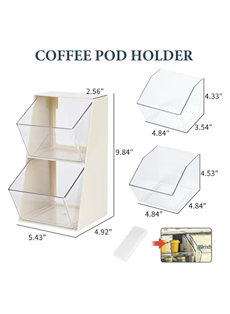 Arabest Coffee Capsule Storage Holder, Acrylic Storage Organizer, Clear Tea Bags Storage Organizer for K Cups, Tea Bags, Creamer, Sugar Bags, Capsule (2 Pack)  - Image 2