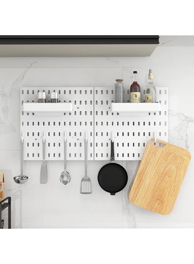 PROMASS Pegboard Combination Kit, 4 Pegboards and 13 Accessories Modular Hanging for Wall Organizer, Crafts Organization, Ornaments Display, Nursery Storage, 22" x 22", White | Peg Board - Image 4