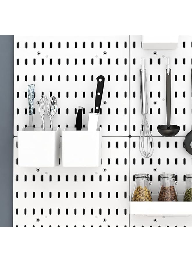 PROMASS Pegboard Combination Kit, 4 Pegboards and 13 Accessories Modular Hanging for Wall Organizer, Crafts Organization, Ornaments Display, Nursery Storage, 22" x 22", White | Peg Board - Image 2