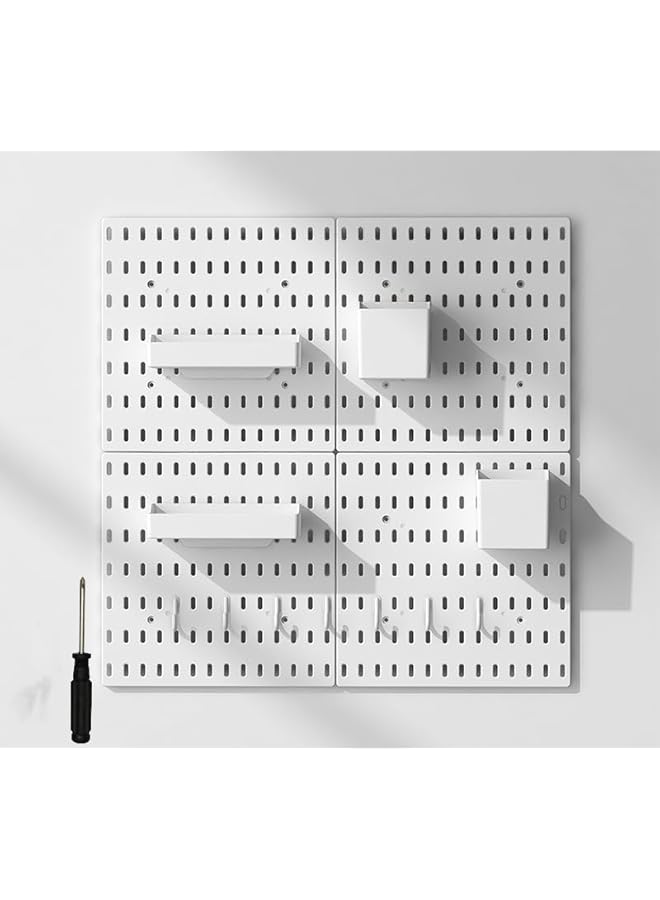 PROMASS Pegboard Combination Kit, 4 Pegboards and 13 Accessories Modular Hanging for Wall Organizer, Crafts Organization, Ornaments Display, Nursery Storage, 22" x 22", White | Peg Board - Image 1