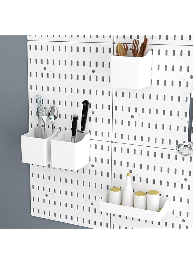 PROMASS Pegboard Combination Kit, 4 Pegboards and 13 Accessories Modular Hanging for Wall Organizer, Crafts Organization, Ornaments Display, Nursery Storage, 22" x 22", White | Peg Board - Image 3