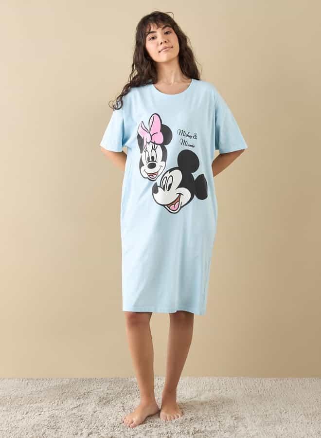 Splash FAV Mickey and Minnie Mouse Print Sleepshirt with Short Sleeves  - Image 2