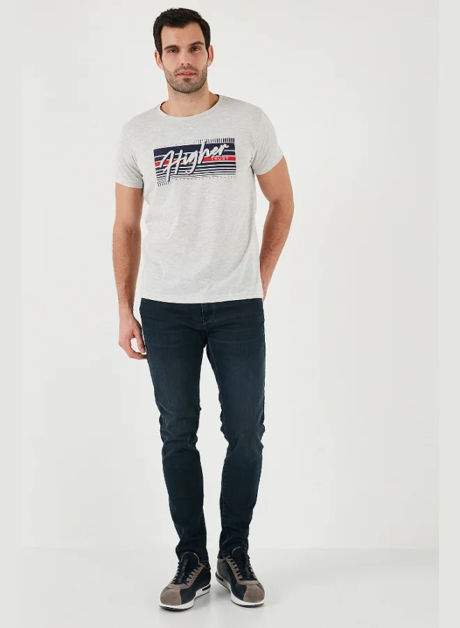 Buratti Buratti Cotton Slim Fit Crew Neck Printed T Shirt Men's T SHIRT 541HIGHER