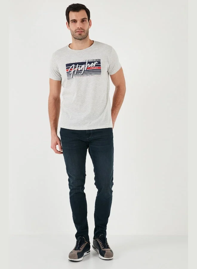 Buratti  Buratti Cotton Slim Fit Crew Neck Printed T Shirt Men's T SHIRT 541HIGHER for Men | Best Price UAE