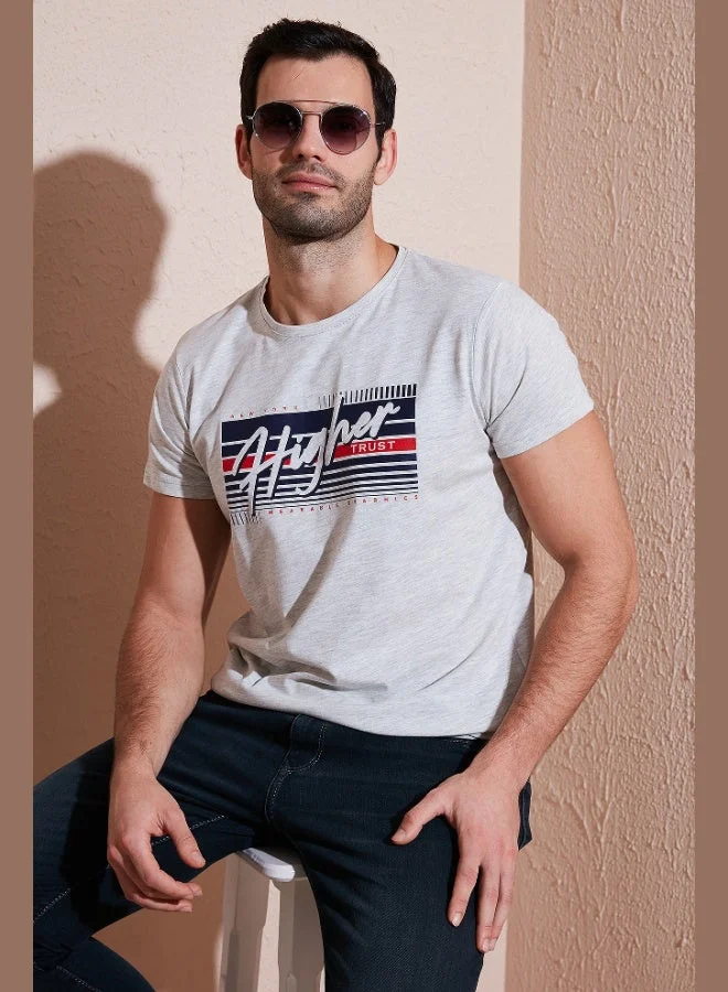 Buratti  Buratti Cotton Slim Fit Crew Neck Printed T Shirt Men's T SHIRT 541HIGHER for Men | Best Price UAE