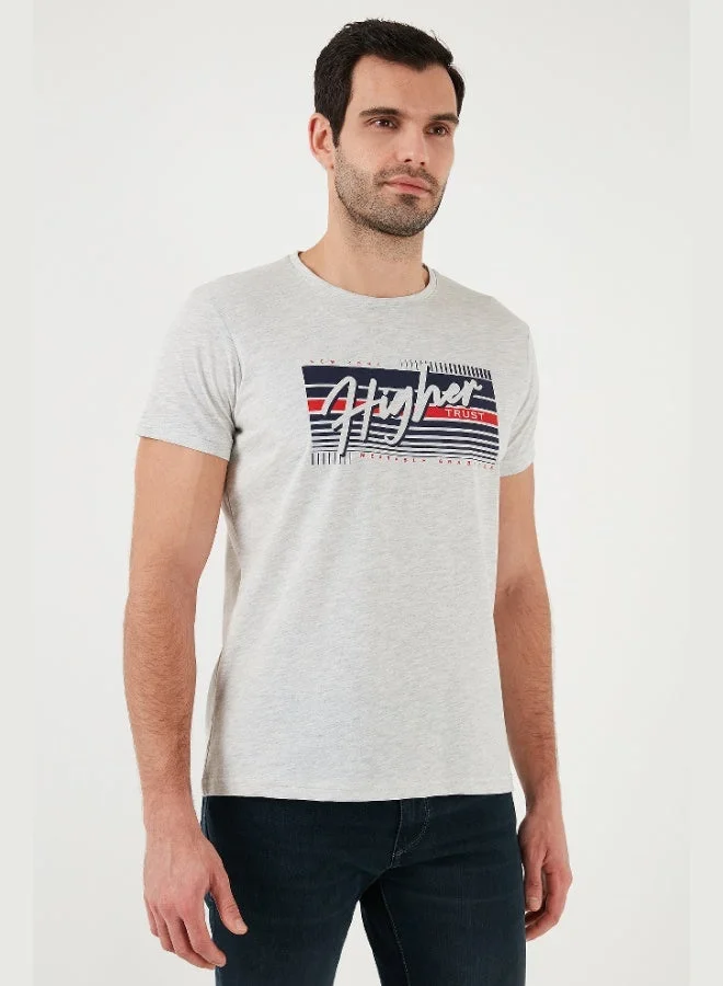 Buratti  Buratti Cotton Slim Fit Crew Neck Printed T Shirt Men's T SHIRT 541HIGHER for Men | Best Price UAE