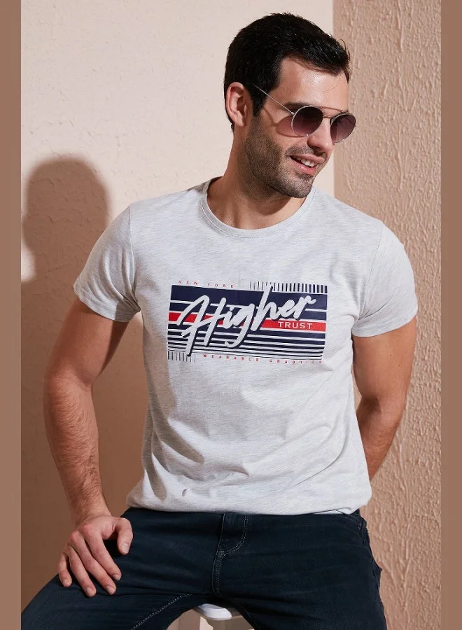 Buratti  Buratti Cotton Slim Fit Crew Neck Printed T Shirt Men's T SHIRT 541HIGHER for Men | Best Price UAE