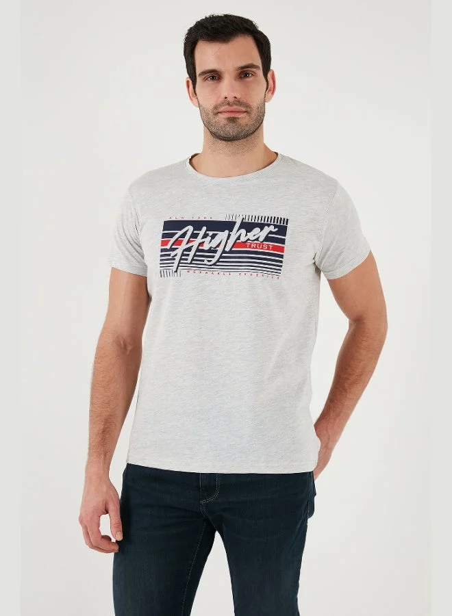 Buratti  Buratti Cotton Slim Fit Crew Neck Printed T Shirt Men's T SHIRT 541HIGHER for Men | Best Price UAE